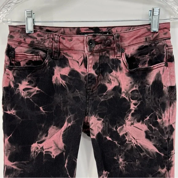 Blackheart Jeans Womans Juniors Pink and Black Bleach Wash Ripped Knees Stretch - Picture 5 of 12